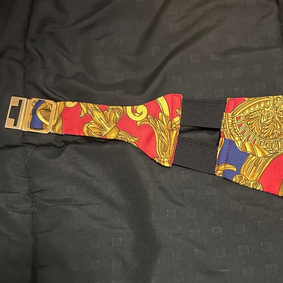 Hermes Red and Blue Silk cummerbund with Gold Accents - Picture 4 of 6